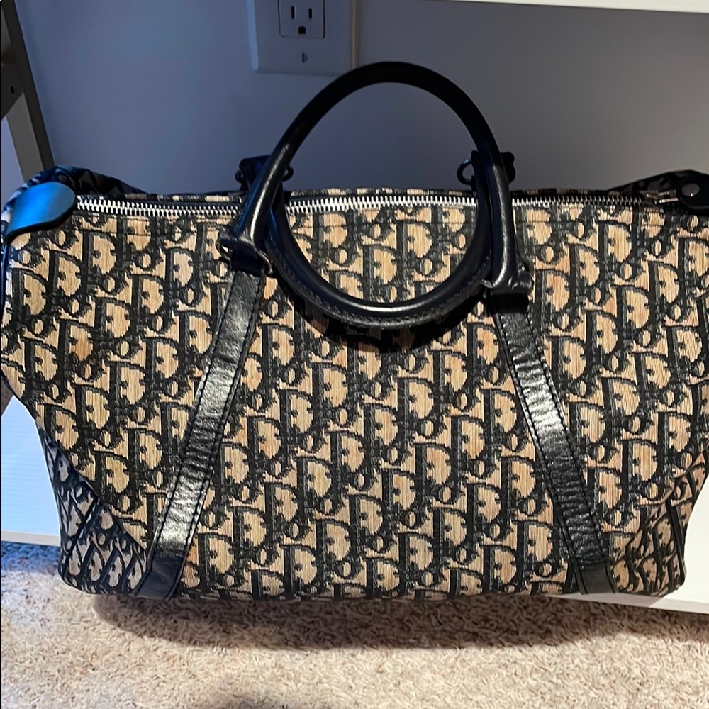 Dior Canvas Tote With Monogram Pattern - image 1